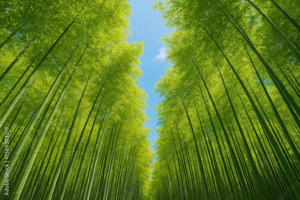 Fototapeta premium Gazing into a lush bamboo grove with vibrant summer vibes