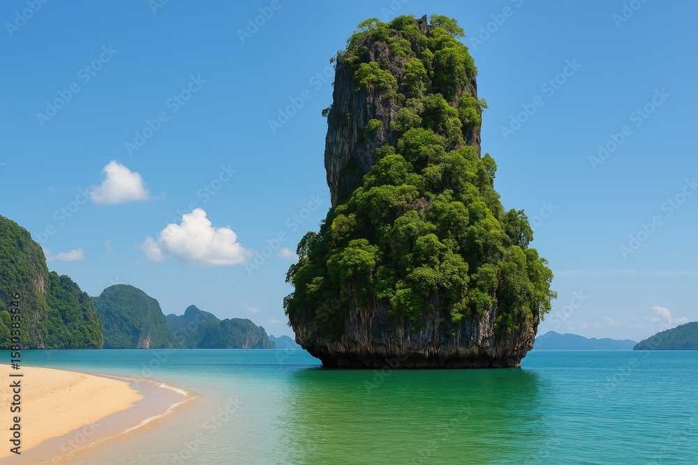 Naklejka premium Limestone Karst Formations in a Bay Setting