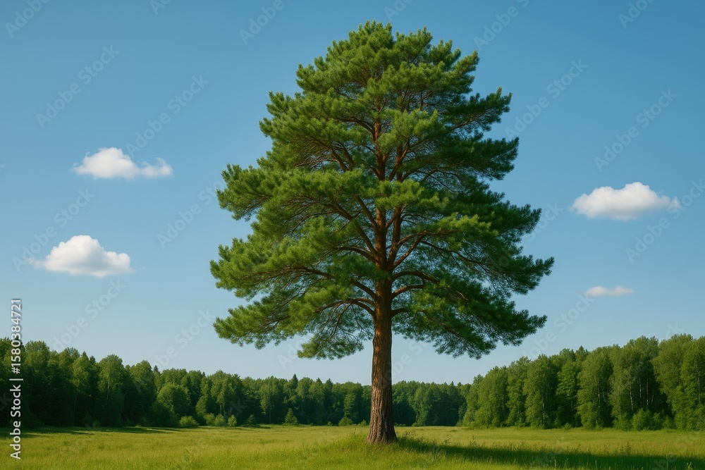Obraz premium A single pine tree during the summer season