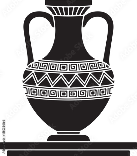 Ancient Greek Amphora Black and White vase