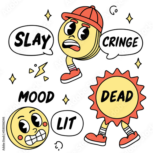 funny cartoon character emoji vector art