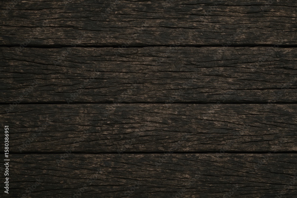 Weathered dark wood with a distressed grunge finish on a bench showing cracks Weathered dark wood with a distressed grunge finish on a bench showing cracks