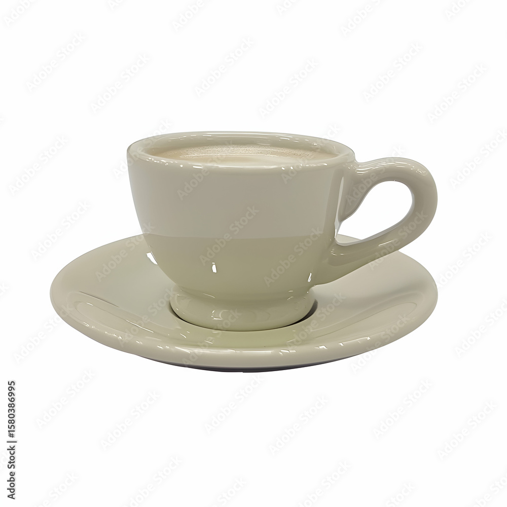 Fototapeta premium Light beige coffee cup and saucer. A simple, elegant set