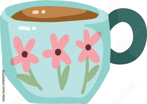 cup of coffee with flowers