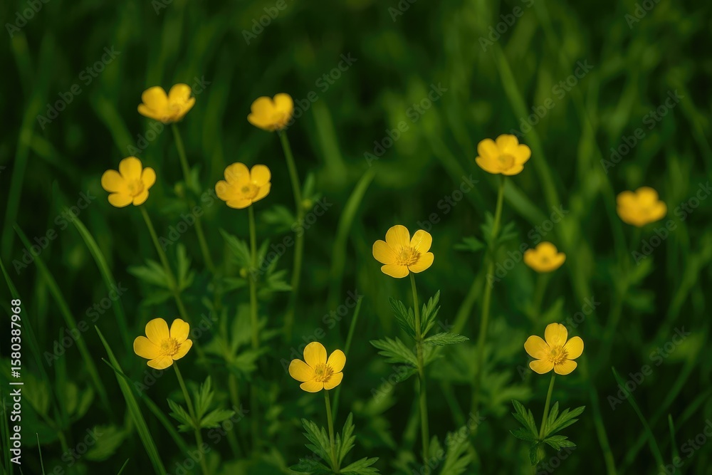 Fototapeta premium Picture of bright yellow blossoms amidst lush green foliage