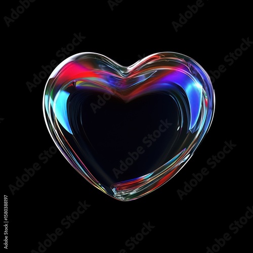 Glass heart icon black illustration colorful.