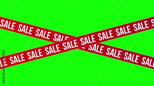 Seamless loop tape animation with Sale word Green screen | Moving sales banner animation Green screen 