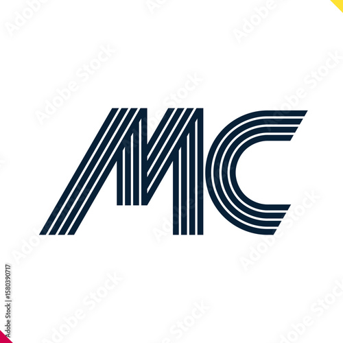 Parallel line monogram initial logo, combination of letter M and C. Best for name abbreviation.