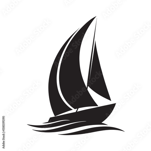 Racing Yacht Braving Windy Waters