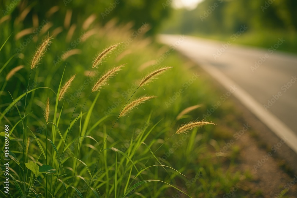 Fototapeta premium The wind moving through roadside grass