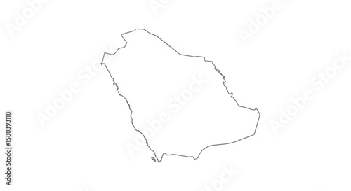 Outline map of Saudi Arabia, a simple geographical representation in white on a plain background.