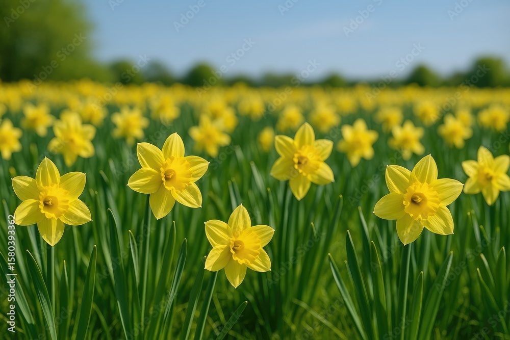 Obraz premium Fresh Spring Daffodil Scene for Wallpaper