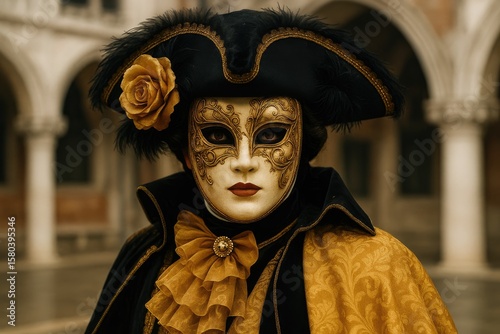 Expressions with Venetian masks at the Venice Carnival
