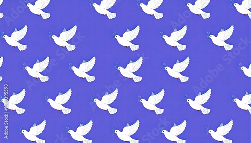 White doves in flight, repeating pattern
