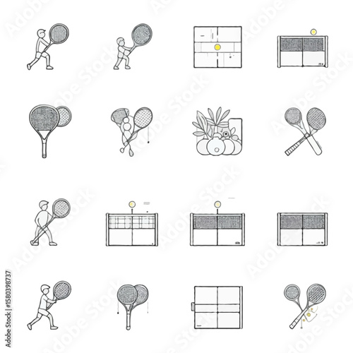 vector icons featuring padel sport elements