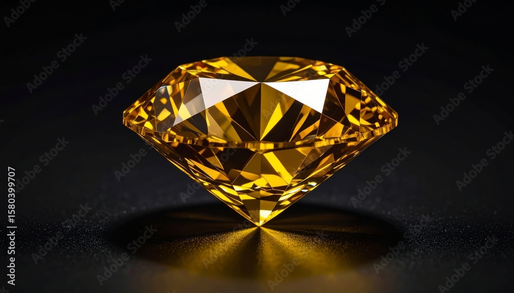 Elegant yellow diamond, a brilliant crystal jewel, shining on a dark background Elegant yellow diamond, a brilliant crystal jewel, shining on a dark background