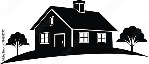farm house silhouette vector icon