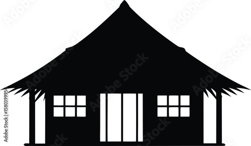 fairy tale cottage silhouette for children's book illustrations