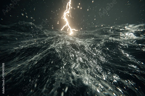 Wallpaper Mural Stormy ocean, lightning strikes Torontodigital.ca