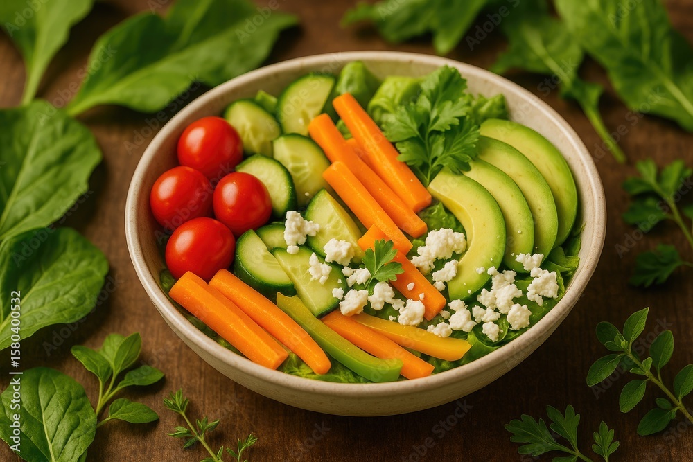 Fresh mixed vegetable salad for a healthy meal Fresh mixed vegetable salad for a healthy meal