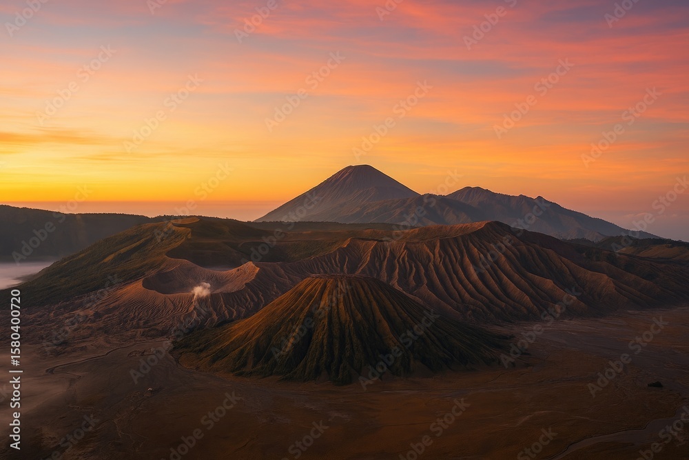 Naklejka premium Scenic Perspective of a Volcanic Mountain
