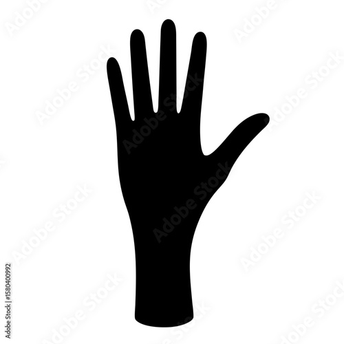 Black silhouette of a human hand showing the five fingers raised