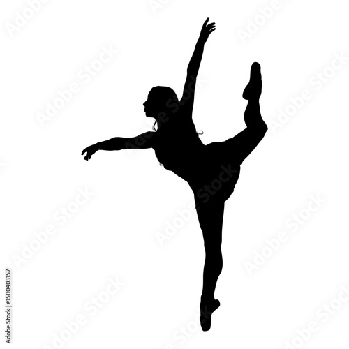 Female Ballet Dancer Silhouette in Elegant Ballet Pose