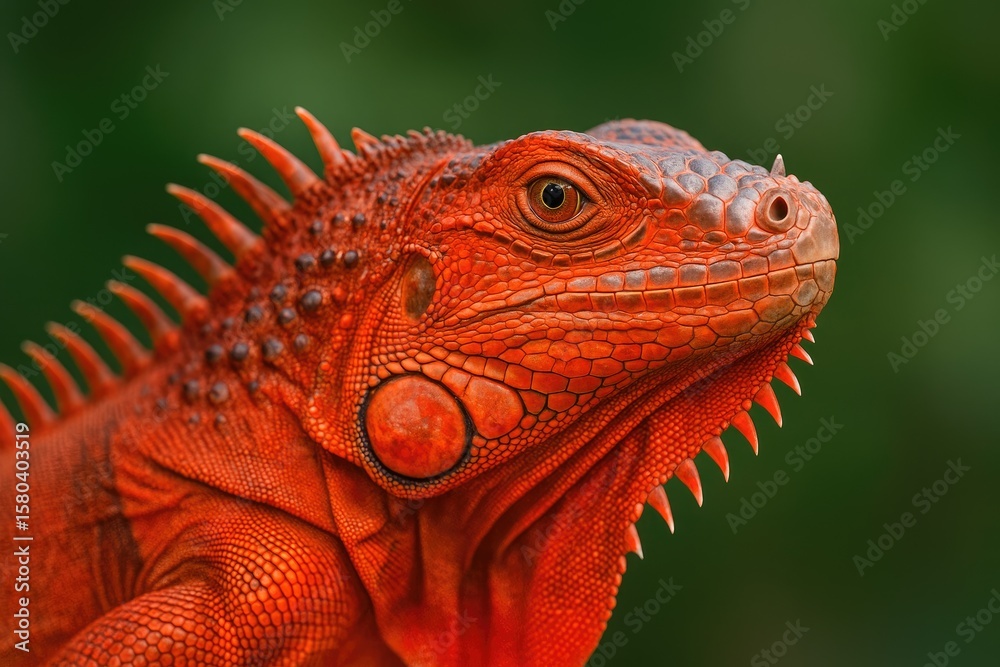 Fototapeta premium The top of a crimson iguana