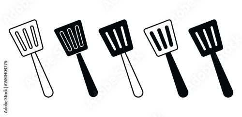 Set of Black and White Spatula Icons Vector Design Illustration on White Background