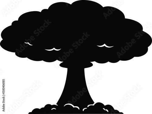 nuclear explosion silhouette vector for historical documentaries