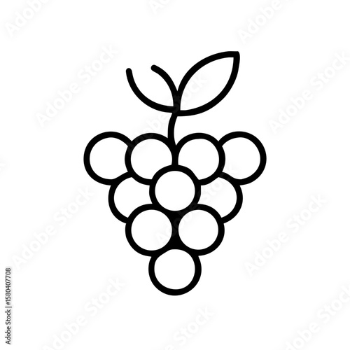 Icon of grapes as fruit in minimalist style with autumn theme  