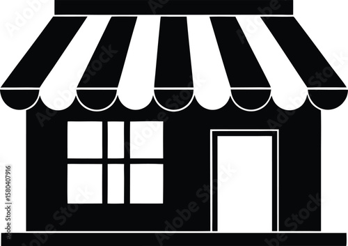 black and white online shop facade vector for powerpoint templates