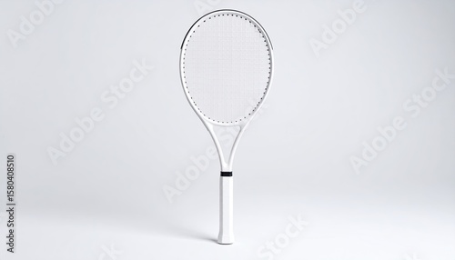 White tennis racket isolated on white background