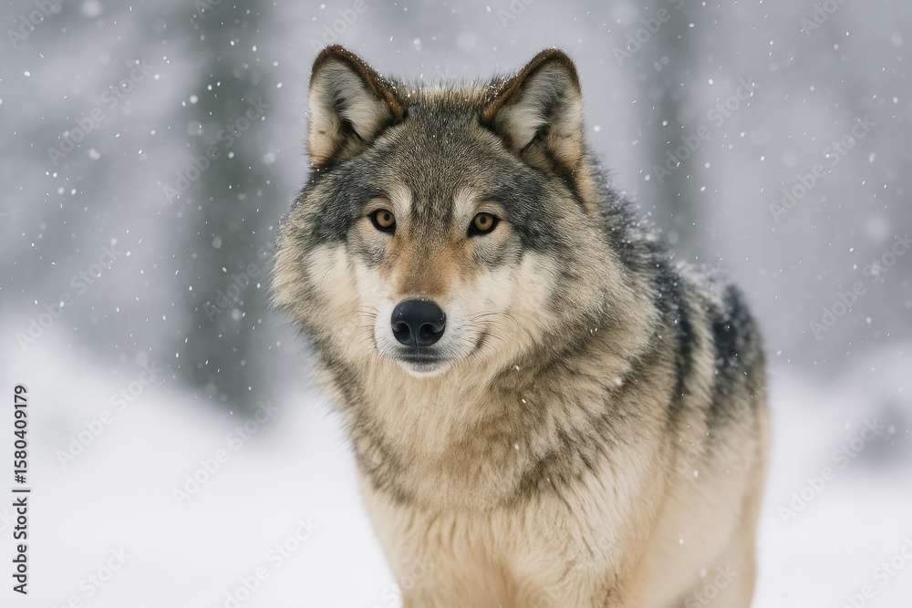 Obraz premium Winter-time Timber Wolf in the wild