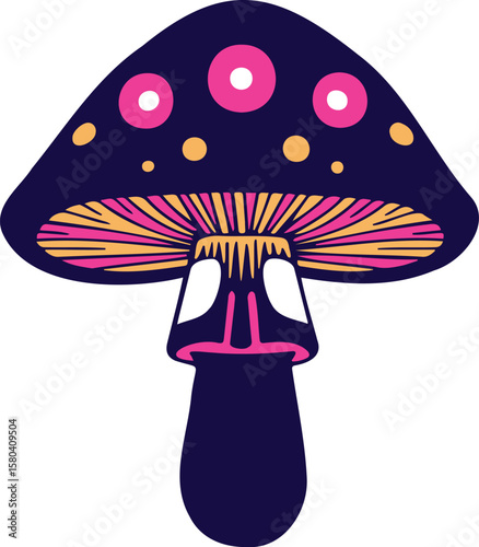 pink purple color decorative mushroom clipart plant vector illustration fungus isolated design element