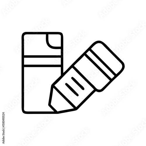 Eraser and pencil for correction in minimal line art style  
