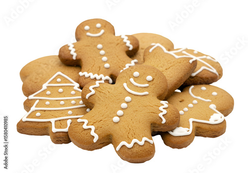 Isolated Festive Gingerbread Cookies Transparent PNG for Christmas Holiday