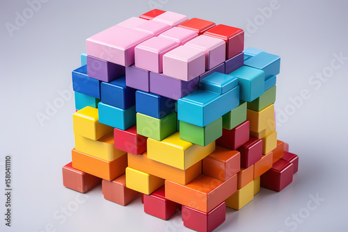 Gorgeous photo of a stack of building blocks and construction