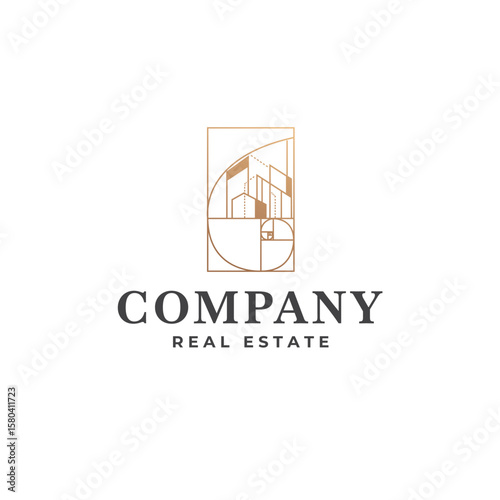 Modern Real Estate Logo Design with Geometric Cityscape Icon, perfect for modern companies