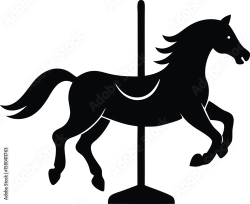 retro carnival horse graphic for fairytale illustration