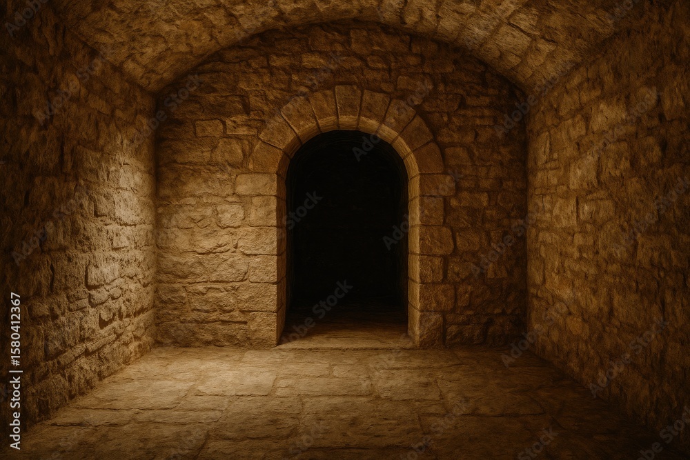 Fototapeta premium Ancient subterranean dwelling with a stone gateway