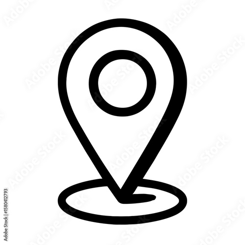 Simple Black and White Location Pin Map Marker Vector - Navigation and GPS Icon