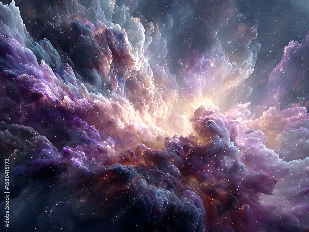 Fototapeta premium Star field explosion abstract with purple pink and black cosmic formations