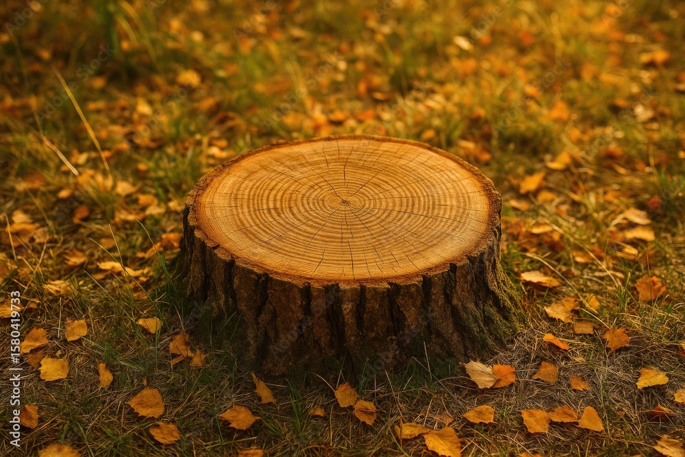 Fototapeta premium A fallen tree in a fall woodland setting