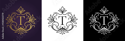 Letter T Luxury Floral Monogram Logo Template (11)