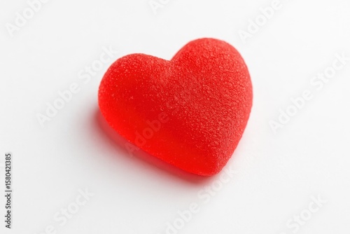 Isolated red heart-shaped sweet piece