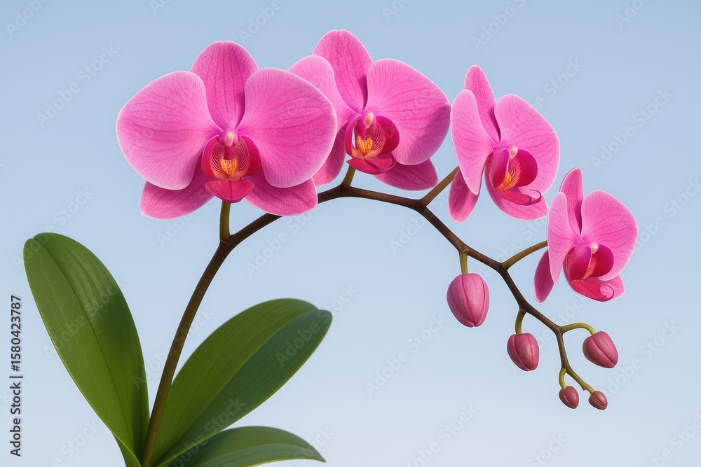 Fototapeta premium Pink orchid bloom with phalaenopsis variety