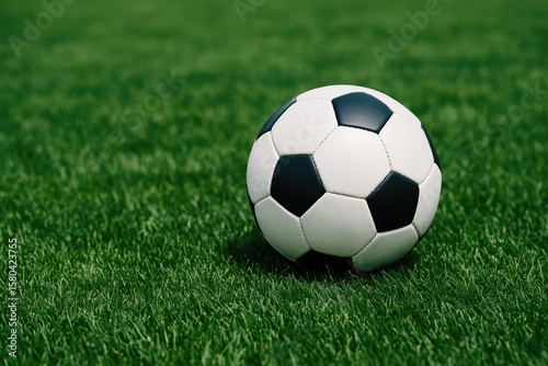 Football resting on the pitch surface