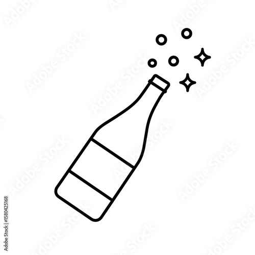 Sparkling wine bottle icon with effervescent bubbles symbolizing celebration