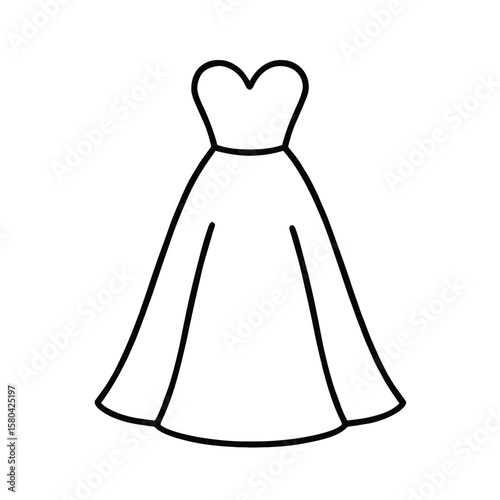 Strapless bridal wedding dress icon symbolizing elegant gown and romance
